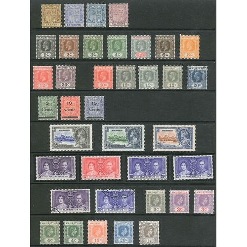 390 - Mauritius; 1863-1966 m. & u. on stockleaves (c.190)