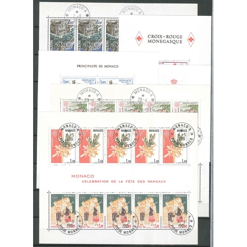 392 - Monaco; 1974-85 selection of miniature sheets c.t.o., s.t.c.£615. (20)