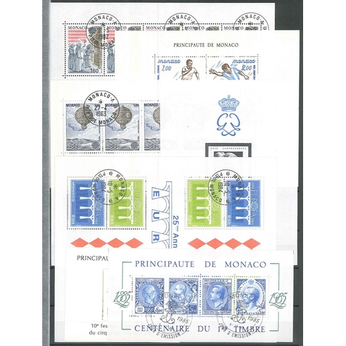 392 - Monaco; 1974-85 selection of miniature sheets c.t.o., s.t.c.£615. (20)