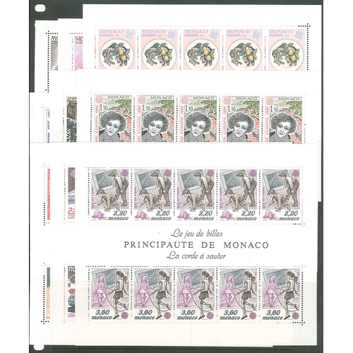 393 - Monaco; 1974-89 seln. of Europa sheetlets of ten u.m., comprising 1974-78, 1980-81, and 1988-89. S.t... 