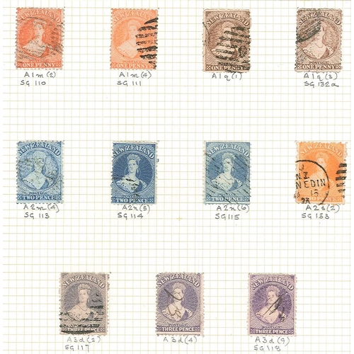 403 - New Zealand; 1864-73 Chalon perforated 1d red/orange (2), 1d brown (2), 2d blue (3), 2d orange (1), ... 