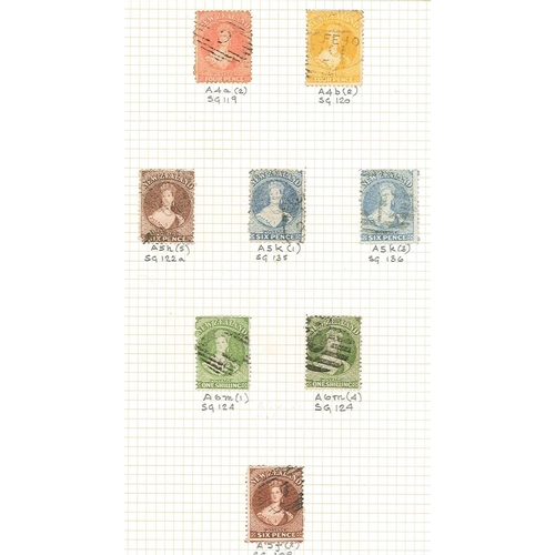 403 - New Zealand; 1864-73 Chalon perforated 1d red/orange (2), 1d brown (2), 2d blue (3), 2d orange (1), ... 