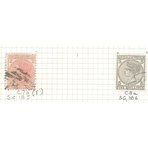 405 - New Zealand; 1874-78 First Sideface issue used seln. on three pages, identified by CP nos., comprisi... 