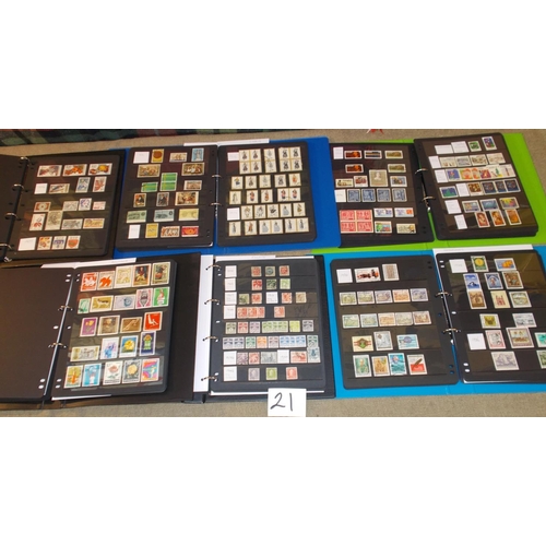 21 - Collections and mixed lots; Box with 5 binders of stockleaves with stamps of various European countr... 