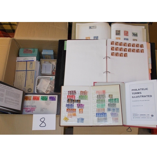 8 - Collections and Mixed Lots; Two heavy cartons with 15 assorted albums/stockbooks of world stamps, in... 