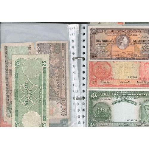 98 - Banknotes; Folder with world collection (non-UK) most of which appears to be notes gathered rather t... 