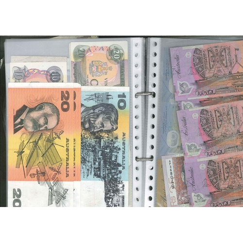 98 - Banknotes; Folder with world collection (non-UK) most of which appears to be notes gathered rather t... 