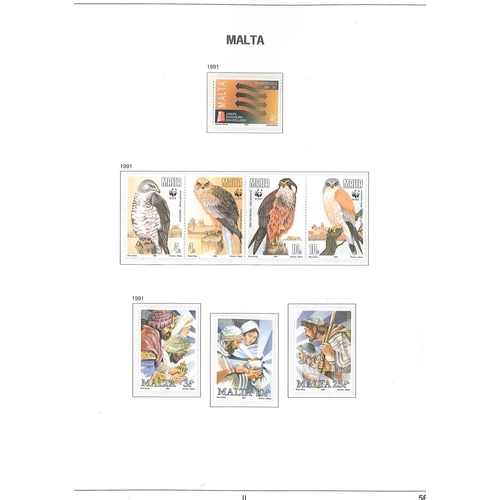 387 - Malta; 1963-2002 u.m. collection in two Davo hingeless albums (different binder styles), apparently ... 