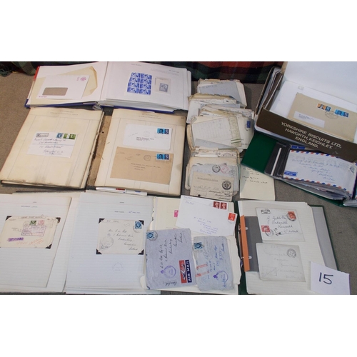 15 - Collections and Mixed Lots; Case with some interesting postal history, bag of WW2 covers (ms On Acti... 