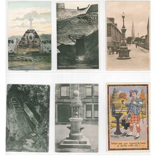 176 - Postcards; Fountains and Wells; small colln. of c.50 older, c.30 modern.