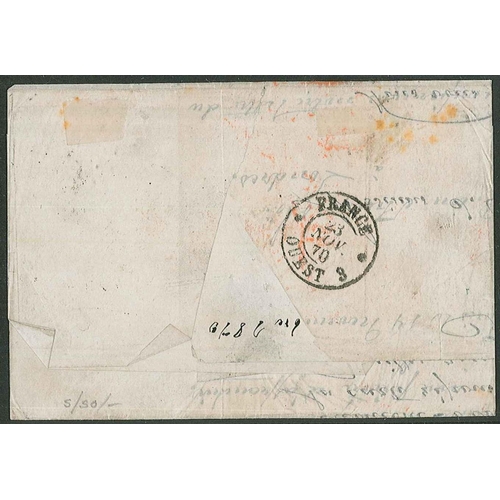 164 - France; 1870 (14 Nov.) entire to London, franked Laureated 30c (