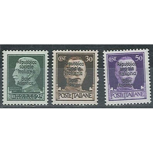 185 - France; WW2 Military; 1943-44 three Italian stamps (25c, 30c, 50c) each with overprint 