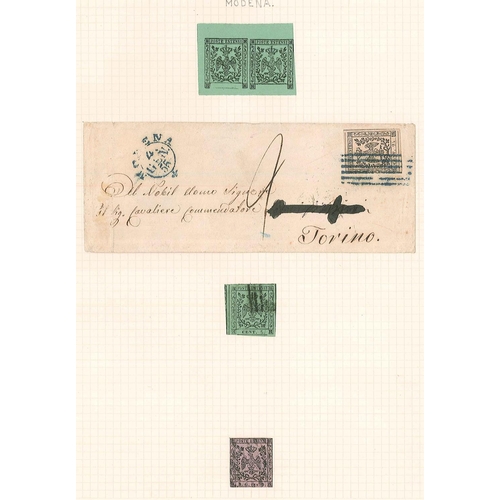 235 - Italian States; Modena; 1855 cover to Torina with 25c (3 margins) (cover folded at left, one part of... 