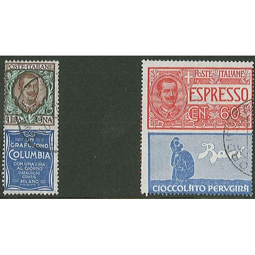 248 - Italy; 1924-25 stamps with attached adverts complete set of 19 different, plus the unissued Express ... 