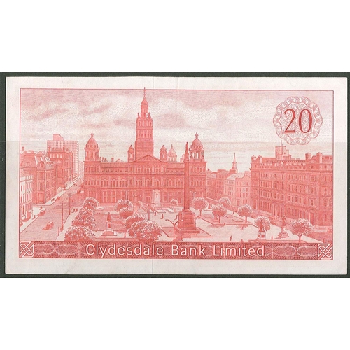 58 - Banknotes; Scotland; Clydesdale Bank; 1964 (19 Nov.) £20 note, generally about EF but small bit of g... 