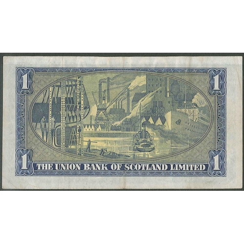 65 - Banknotes; Scotland; Union Bank of Scotland; 1952 (8 Dec.) £1 note, VF+. PMS UB68a (cat.£40 for VF).