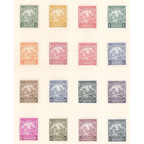 128 - Barbados; 1937-66 mint and used on pages inc. 1938-47 set (16) m.m., 1950 set (12) m.m., two sets of... 