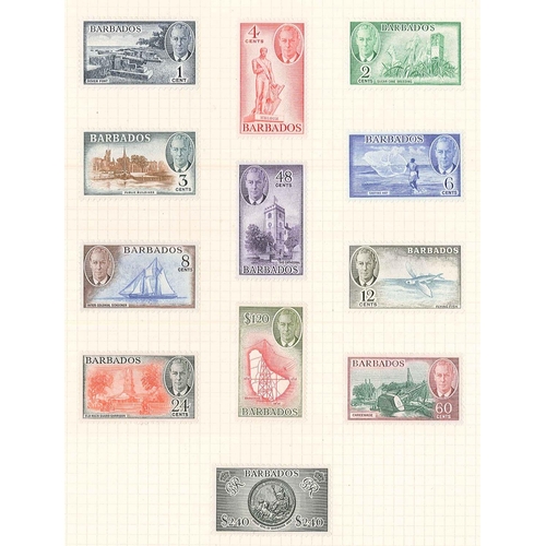 128 - Barbados; 1937-66 mint and used on pages inc. 1938-47 set (16) m.m., 1950 set (12) m.m., two sets of... 