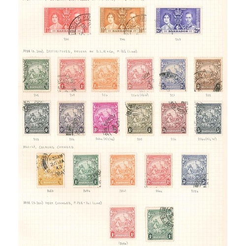 128 - Barbados; 1937-66 mint and used on pages inc. 1938-47 set (16) m.m., 1950 set (12) m.m., two sets of... 