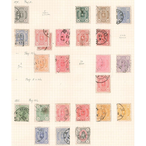 156 - Finland; 1860-1938 mainly used collection on a few old pages, from 1860-71 Serpentine roulettes (1 x... 