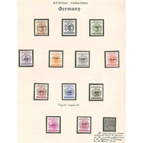 201 - Germany; Forgeries; seln. of fake post-war overprints of Dessau (17), and Eilenburg (20), plus copy ... 