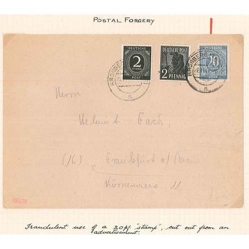 201 - Germany; Forgeries; seln. of fake post-war overprints of Dessau (17), and Eilenburg (20), plus copy ... 