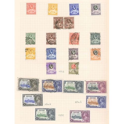 218 - Gold Coast; 1913-35 m. & u. seln. of KG5 on two pages, inc. 1913-21 5/- m.m. (2), 10/- and 20/- u. (... 