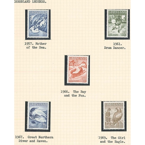 224 - Greenland; 1938-69 m.m./u.m. seln. with 1938-46 set (9) m.m. (cat.£75., some short perfs on 1kr), 19... 