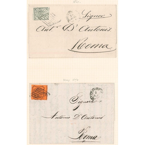 239 - Italian States; Papal States; 1854-70 four covers - {a} 1854 large piece with 6b, {b} 1860 cover to ... 