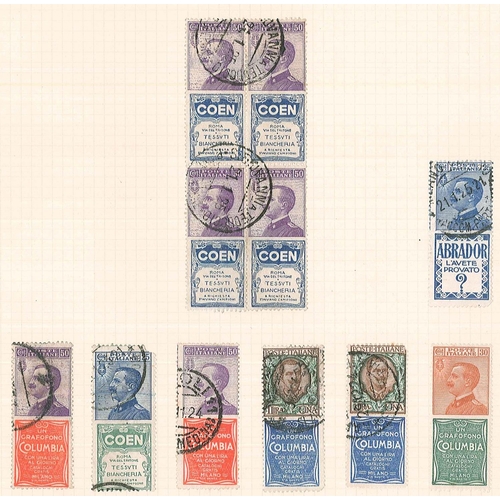 249 - Italy; 1924-25 stamps with adverts attached, m. & u. seln. on two pages with slight duplication. Inc... 