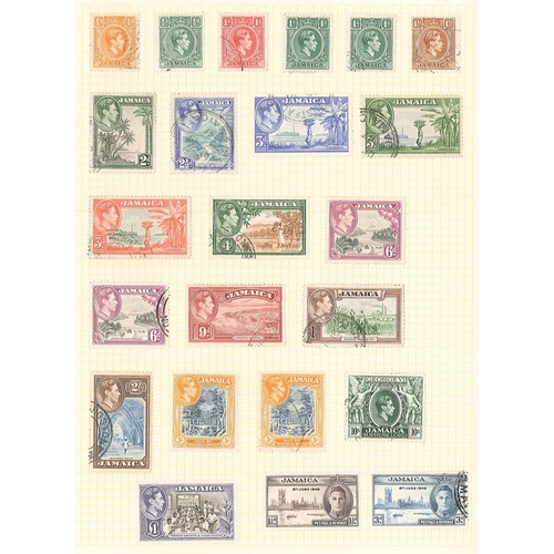 253 - Jamaica; 1870-1952 m. & u. colln. on three pages with QV values to 1883-97 5/- m.m., 1912-20 2/-, 5/... 