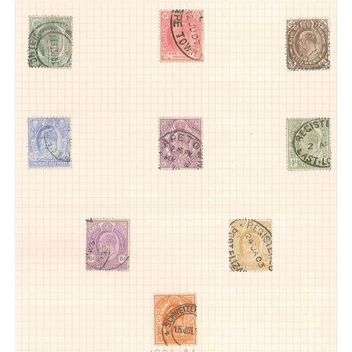 288 - South Africa; Cape of Good Hope; mainly used range on four pages with a dozen triangulars (3 x 1d, 3... 