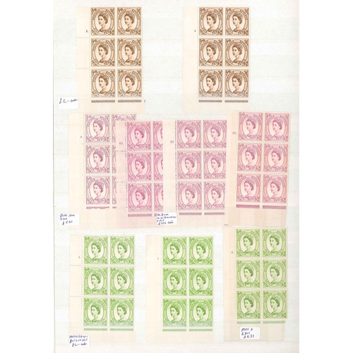 335 - UK; 1960-67 Wilding phosphor issue selection of values 1d to 1/- all in u.m. cylinder blocks of six,... 