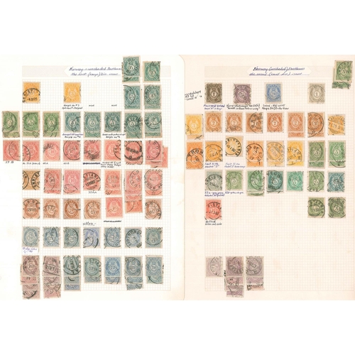 280 - Norway; used range of Posthorns on a few pages with shades, printings, minor varieties, etc. Also a ... 