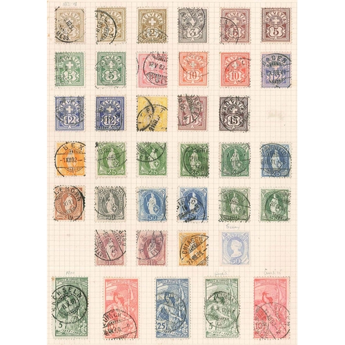 298 - Switzerland; 1852-1939 mainly used on old pages with 1852 Rayon II 15r fair u., 1854-62 imperf Seate... 