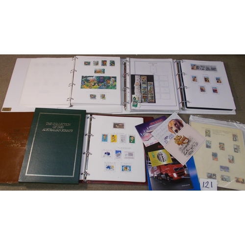 121 - Australia; three binders with printed pages with used plus a few mint. Also two year books, AAT 1966... 