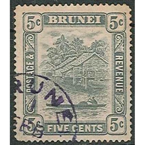 199 - Brunei; 1924-37 5c grey with 