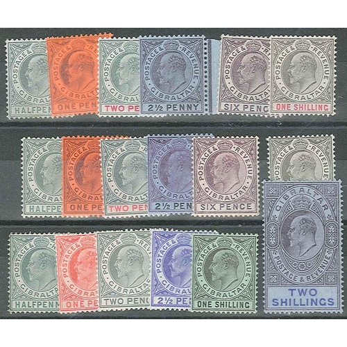 367 - Gibraltar; 1903-6 KE7 m.m. seln. comprising 1903 short set to 1/-, 1904-8 short set to 1/-, and 1906... 