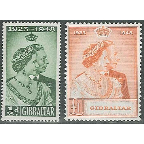 369 - Gibraltar; 1948 Silver Wedding set (2) u.m., SG 134-5 cat.£61½