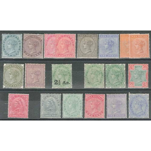 430 - India; 1882-1902 QV m.m. selection, mainly fine, s.t.c.£250. (20)