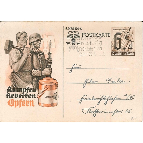 363 - Germany; Postal Stationery; 1941 Kämpfen Arbeiten Opfern card used, small faults.