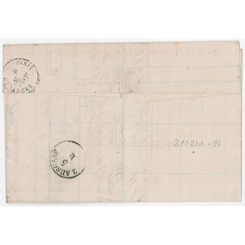 316 - France; 1868 cover Rouen to Crimmitschau (Saxony) with 1863-70 10c and 40c, slight toning.