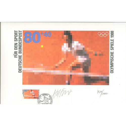 323 - Germany; West Germany; 1988 Olympic Tennis 80+40pf on print of artwork, signed by artist, produced b... 