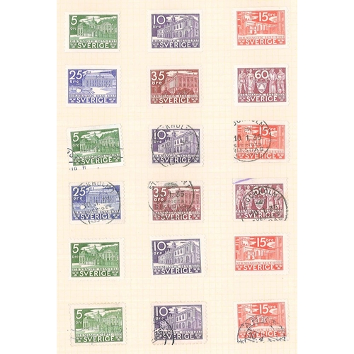 294 - Sweden; 1855-1970 m. & u. colln. in album with decent general range plus a number of better e.g. 185... 