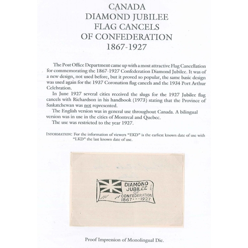 134 - Canada; specialised postmark collection of “Flag Cancels” in three binders – the first of 1927 Diamo... 