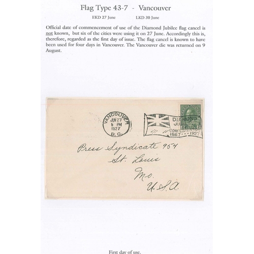 134 - Canada; specialised postmark collection of “Flag Cancels” in three binders – the first of 1927 Diamo... 