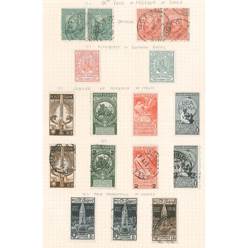 245 - Italy; 1862-1929 m. & u. colln. on pages, from 1862 20c, 40c, and 80c m.m. (