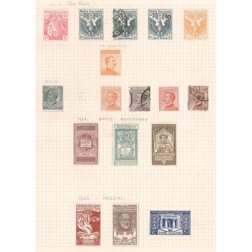 245 - Italy; 1862-1929 m. & u. colln. on pages, from 1862 20c, 40c, and 80c m.m. (