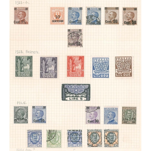 245 - Italy; 1862-1929 m. & u. colln. on pages, from 1862 20c, 40c, and 80c m.m. (