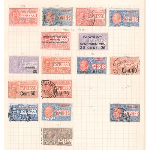 245 - Italy; 1862-1929 m. & u. colln. on pages, from 1862 20c, 40c, and 80c m.m. (